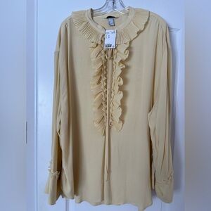 H&M Yellow Pleated Blouse